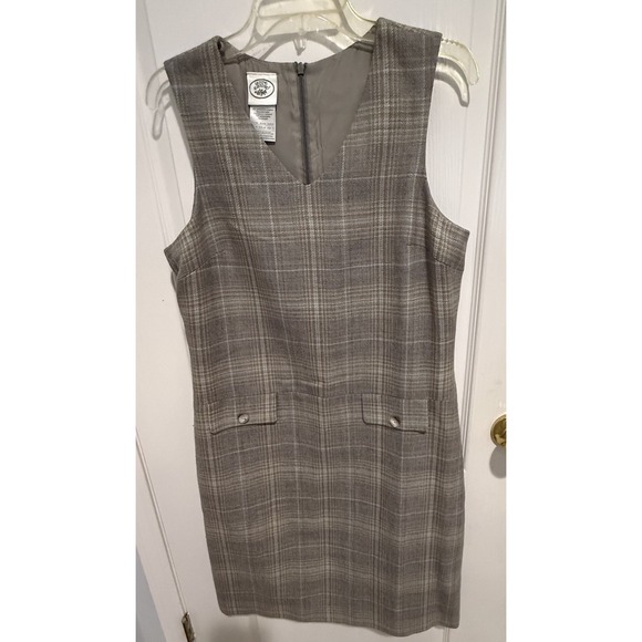 Laura Ashley Wool‎ Tweed Tartan Plaid Lambswool Sheath Jumper Dress Sz 12 Vtg